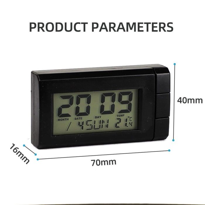 Digital Car Thermometer & Clock with Luminous LCD Display - Image 2