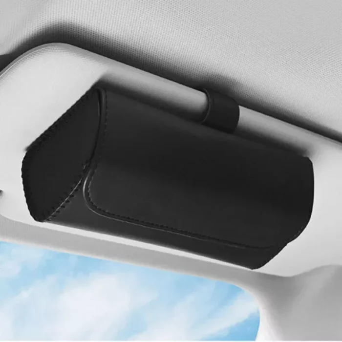 Luxury Car Sun Visor Organizer with Sunglasses Clip & Ticket Holder - Image 1