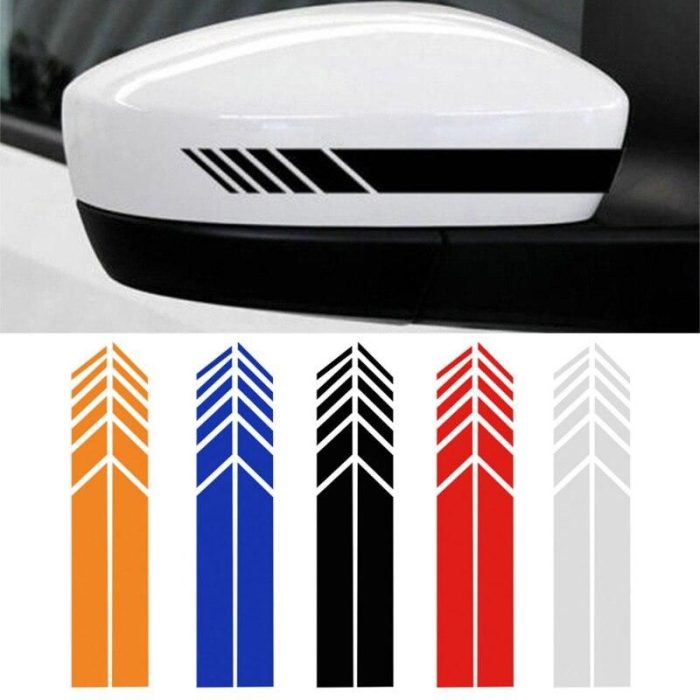 Car Racing Stripe Stickers Rearview Mirror Vinyl Decals - Image 1