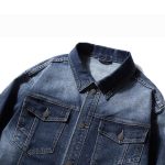 Classic Plus Size Denim Jacket - Dark Blue Cotton Blend for Men - Image 5