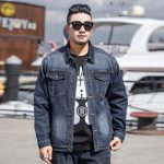 Classic Plus Size Denim Jacket - Dark Blue Cotton Blend for Men - Image 2