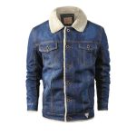 Thick Fleece-Lined Denim Jacket - Men's Warm Bomber Winter Coat in Plus Sizes - Image 5