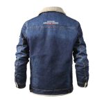 Thick Fleece-Lined Denim Jacket - Men's Warm Bomber Winter Coat in Plus Sizes - Image 6