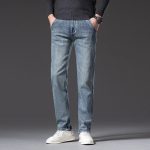 Men's Vintage-Style Straight Fit Cotton Stretch Jeans - Image 5
