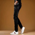 Men's Slim-Fit Straight Black Denim Jeans - Classic Embroidered Casual Wear - Image 5