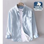 2023 Spring Essential Men's Slim-Fit Cotton Denim Shirt - Image 2