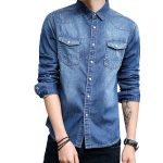 Korean Slim Fit Denim Shirt - Men's Stylish Long Sleeve Casual Coat - Image 2