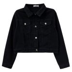 Spring/Summer Denim Short Coat - Women's Casual Polo Collar Jacket