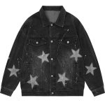 Women's Retro Graffiti Star Denim Jacket – Streetwear Punk Fashion - Image 4