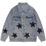 Women's Retro Graffiti Star Denim Jacket – Streetwear Punk Fashion - Image 2