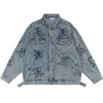 Unisex Embroidered Hip Hop Denim Jacket - Casual Streetwear - Image 2