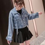 Chic Cropped Denim Jacket - Women's Lace-Up Jean Outerwear for All Seasons - Image 4