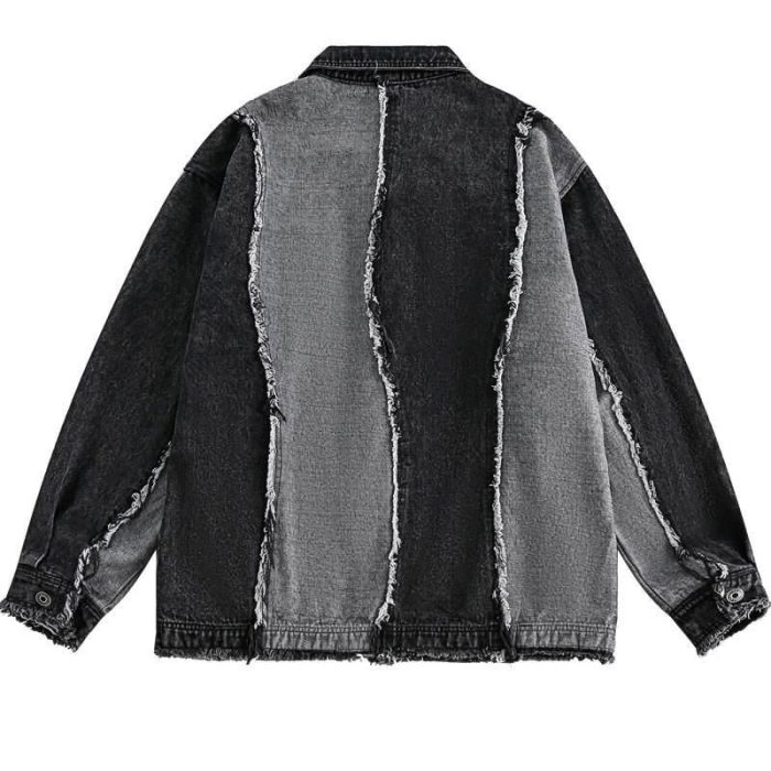 2023 Unisex Vintage Denim Tassel Jacket | Hip Hop Patchwork Streetwear - Image 3