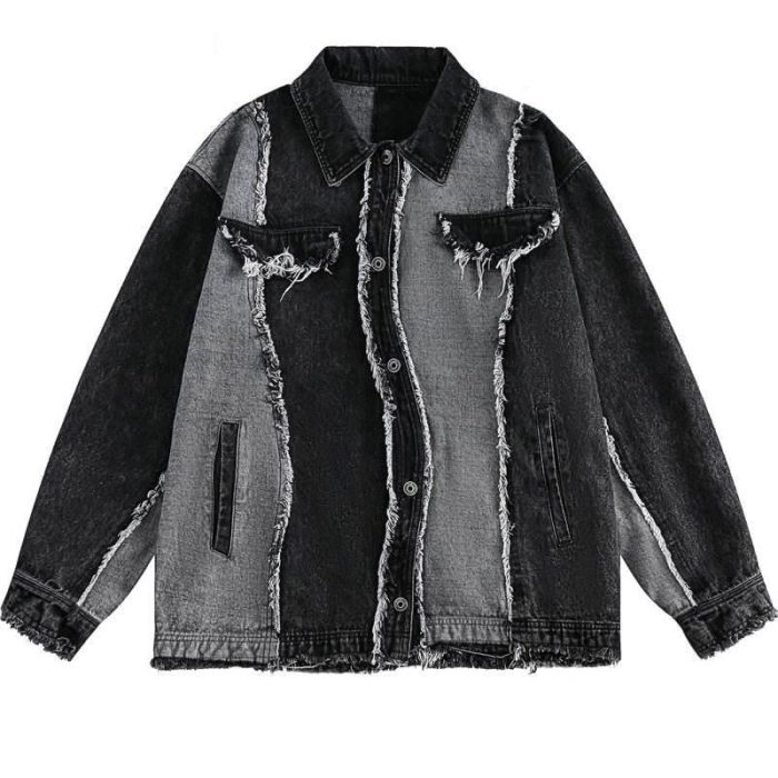 2023 Unisex Vintage Denim Tassel Jacket | Hip Hop Patchwork Streetwear - Image 2