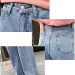 Women's Vintage Heart Embroidery High-Waist Jeans - Wide Leg Denim - Image 7