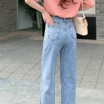 Women's Vintage Heart Embroidery High-Waist Jeans - Wide Leg Denim - Image 3