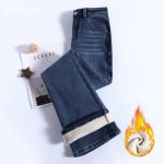 Winter Warm Fleece-Lined Flare Jeans - Mid-Waist Stretch Denim Pants for Women - Image 4