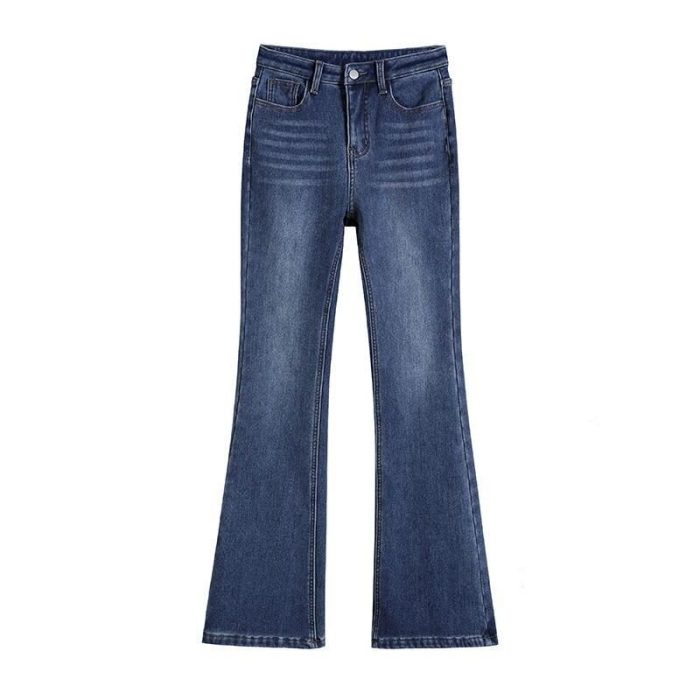 Winter Warm Fleece-Lined Flare Jeans - Mid-Waist Stretch Denim Pants for Women - Image 1