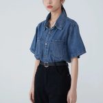 Summer Denim Blouse for Women: Casual Short Sleeve Button-Up Shirt - Image 5