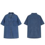 Summer Denim Blouse for Women: Casual Short Sleeve Button-Up Shirt - Image 6