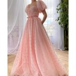 Pink Heart Tulle A-Line Prom Dress - Image 2