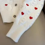 Embroidered Heart V-Neck Cardigan - Image 4
