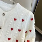 Embroidered Heart V-Neck Cardigan - Image 2