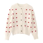 Embroidered Heart V-Neck Cardigan