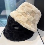 Chic Winter Warm Plaid Lamb Wool Bucket Hat for Women - Image 2