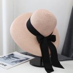 Chic Vintage Hepburn-Inspired Black Bow Straw Sun Hat - Image 7