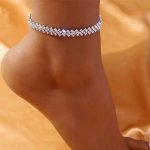 Trendy Geometric Silver Anklet with Cubic Zirconia - Image 2
