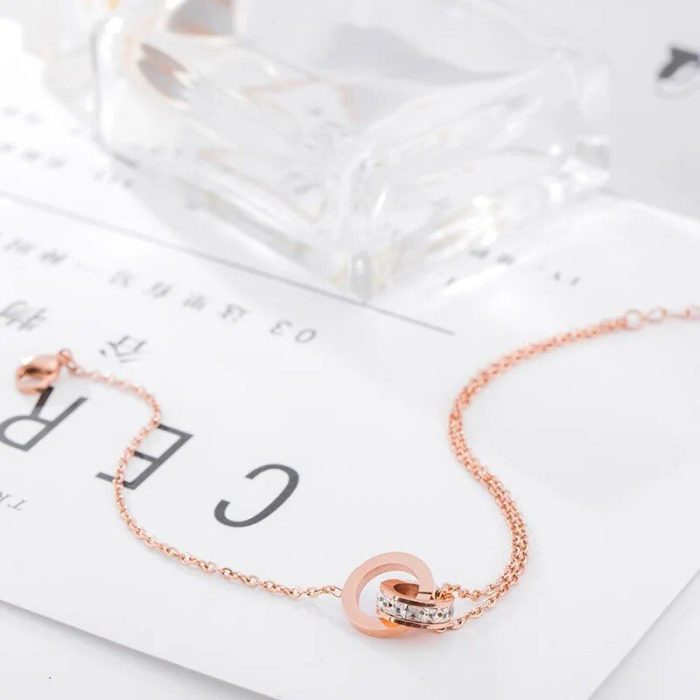 Elegant Titanium Steel Crystal Heart Anklet - Image 5