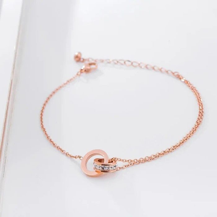 Elegant Titanium Steel Crystal Heart Anklet - Image 4