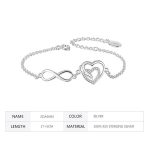Elegant 925 Sterling Silver Heart-Shaped Zircon Bracelet - Image 5