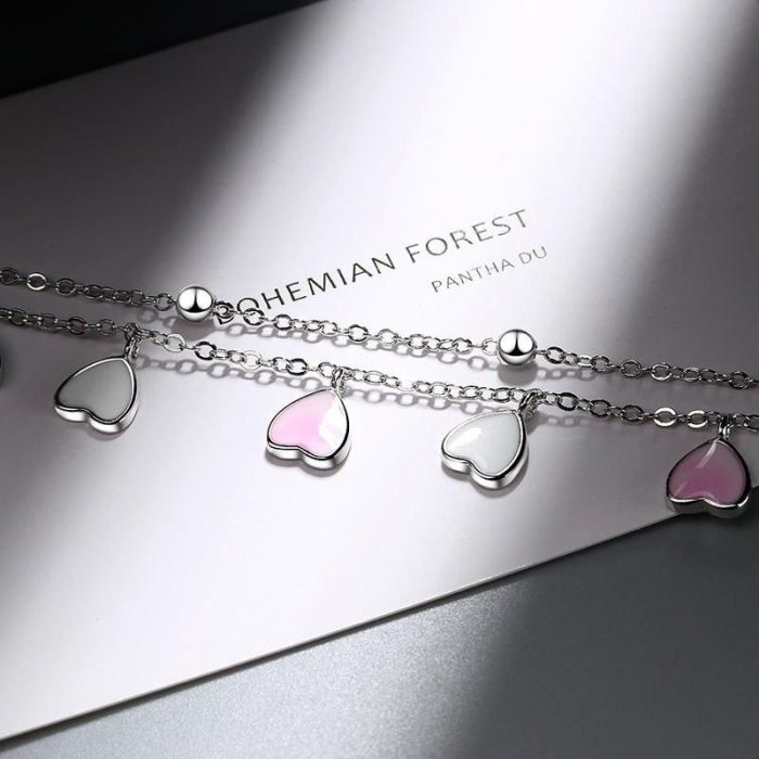 Sterling Silver Cherry Blossom Heart Charm Bracelet - Image 4