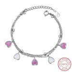 Sterling Silver Cherry Blossom Heart Charm Bracelet - Image 6