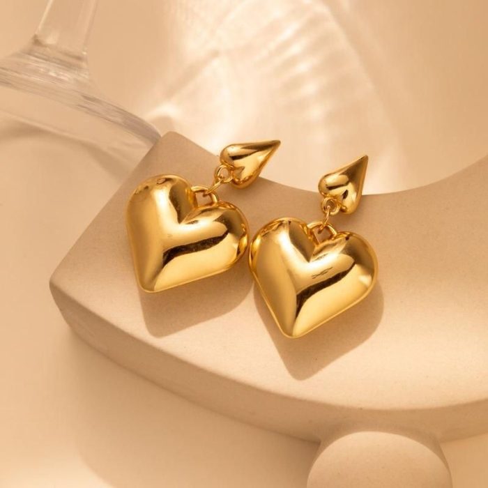 Vintage Heart Drop Earrings - Image 1