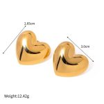 18K Gold PVD Plated Stainless Steel Heart Stud Earrings - Image 7