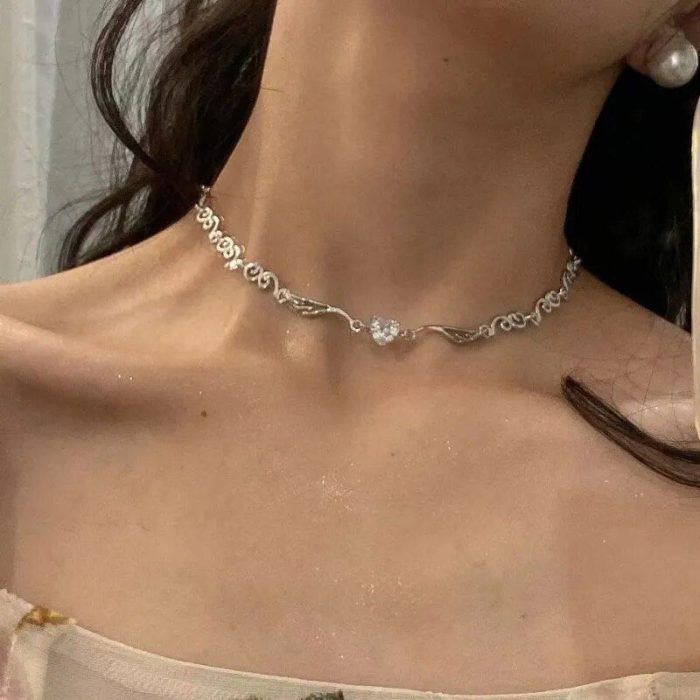Heart Crystal Choker Necklace - Image 5