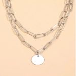 Elegant Metal Chain Round Pendant Necklace - Image 5