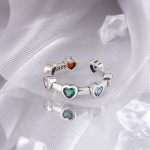 Sterling Silver Heart Cocktail Ring with Zircon Stone - Image 2