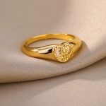 Gold Color Sunflower Heart Ring - Image 6