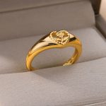 Gold Color Sunflower Heart Ring - Image 3