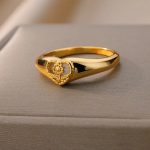 Gold Color Sunflower Heart Ring - Image 4